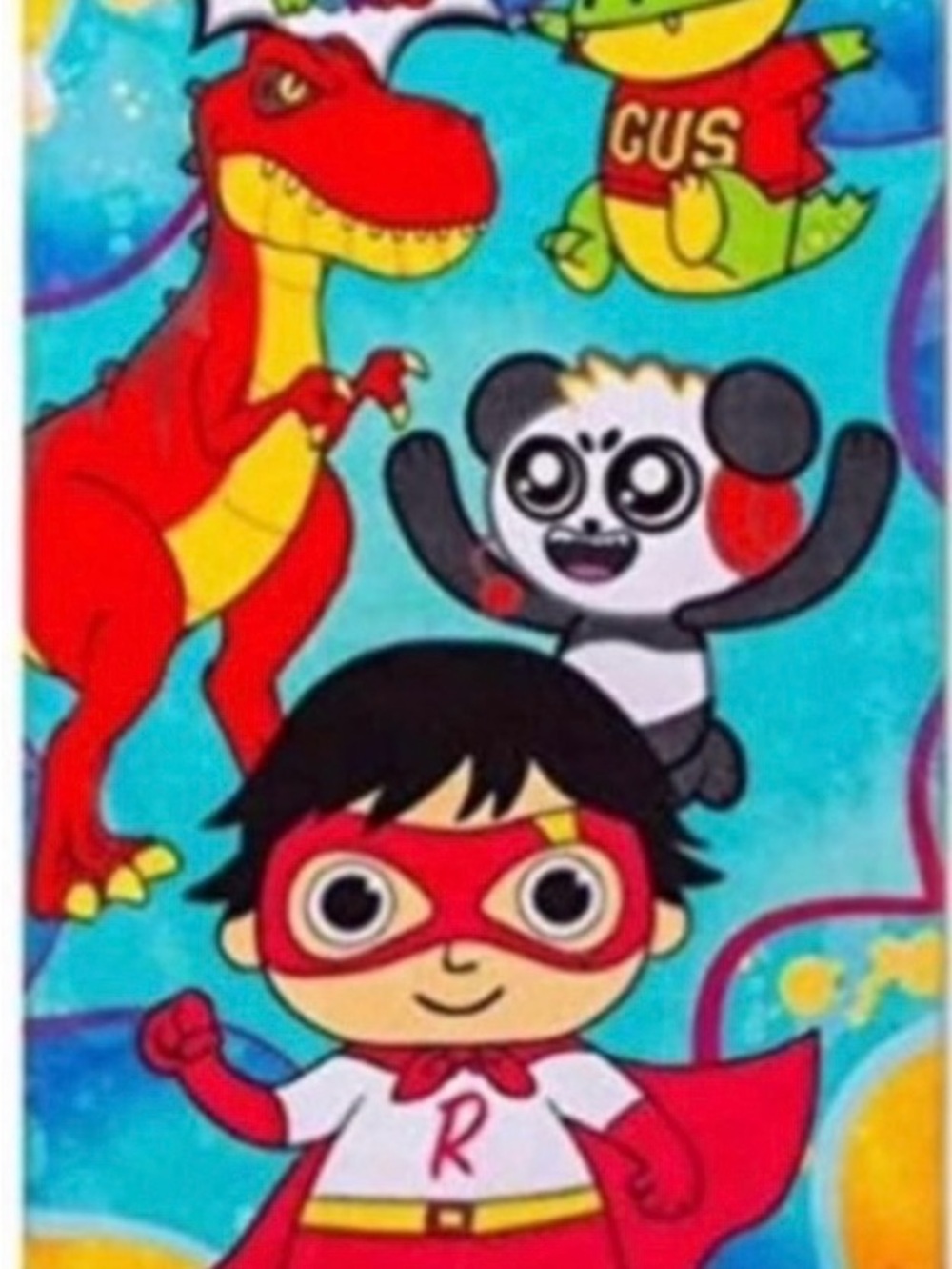 Kids Superhero Play Mat with Red Accents - Fun Dino & Panda Design